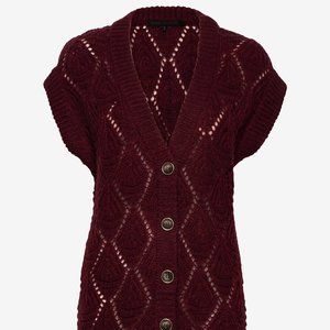 Karen by Simonsen Knit West, Burgundy, Wool blend, Size M